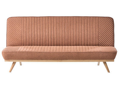 Wyld And Coco Luxecasa Sofa Bed 2-Seater Armless, Tufted Golden Brown Fabric, Converts To Bed - image 1