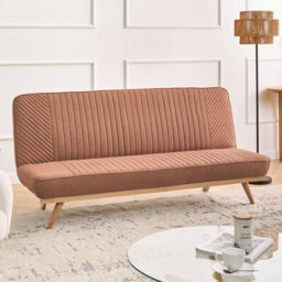 Wyld And Coco Luxecasa Sofa Bed 2-Seater Armless, Tufted Golden Brown Fabric, Converts To Bed - thumbnail 2
