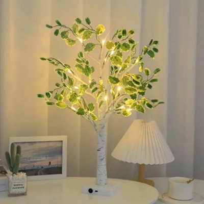 Birch Tree With Green Leaves Pre Lit Christmas Green Tree Decoration - image 1