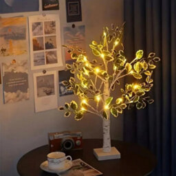 Birch Tree With Green Leaves  Pre Lit Christmas Green Tree Decoration - thumbnail 2