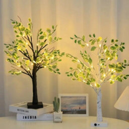 Birch Tree With Green Leaves  Pre Lit Christmas Green Tree Decoration - thumbnail 4
