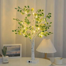 Birch Tree With Green Leaves  Pre Lit Christmas Green Tree Decoration - thumbnail 1