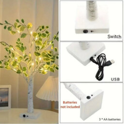 Birch Tree With Green Leaves  Pre Lit Christmas Green Tree Decoration - thumbnail 6