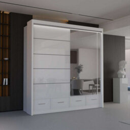 Sliding Wardrobes 4 u LTD Sliding Wardrobes 4U Bradford Modern High Gloss Sliding Door Wardrobe In 3 Colors & Sizes - (White - W2080mm, H2200mm) - thumbnail 1