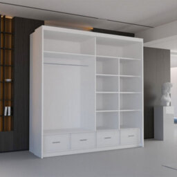 Sliding Wardrobes 4 u LTD Sliding Wardrobes 4U Bradford Modern High Gloss Sliding Door Wardrobe In 3 Colors & Sizes - (White - W2080mm, H2200mm) - thumbnail 4