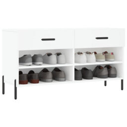 Berkfield Shoe Bench White 102X35X55 Cm Engineered Wood - thumbnail 3