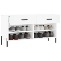Berkfield Shoe Bench White 102X35X55 Cm Engineered Wood - thumbnail 4