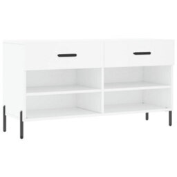 Berkfield Shoe Bench White 102X35X55 Cm Engineered Wood - thumbnail 2
