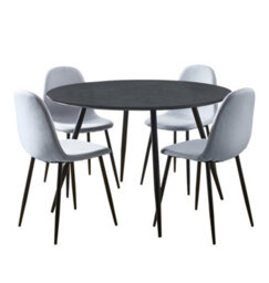 Hallowood Furniture Cullompton Large Round Black Dining Table (1.2M) With 4 Chairs (Cha502-Sgy) - thumbnail 8
