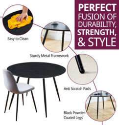 Hallowood Furniture Cullompton Large Round Black Dining Table (1.2M) With 4 Chairs (Cha502-Sgy) - thumbnail 2