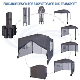 Mcc Direct Gazebo 3X3 Pop Up With Sides Grey - thumbnail 9
