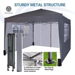 Mcc Direct Gazebo 3X3 Pop Up With Sides Grey - thumbnail 8