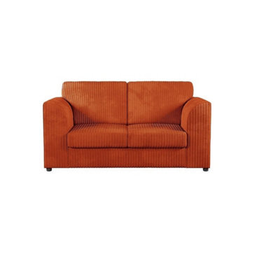 Hannah Jumbo Cord Full Back 2 Seater Sofa Orange - image 1