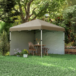 Outsunny 3X3 (M) Pop Up Gazebo Party Tent W/ 2 Sidewalls, Weight Bags Khaki - thumbnail 9