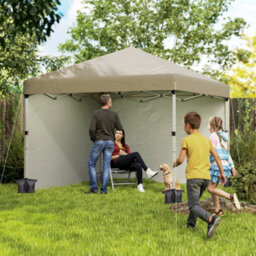 Outsunny 3X3 (M) Pop Up Gazebo Party Tent W/ 2 Sidewalls, Weight Bags Khaki - thumbnail 1