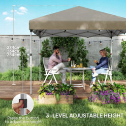 Outsunny 3X3 (M) Pop Up Gazebo Party Tent W/ 2 Sidewalls, Weight Bags Khaki - thumbnail 6