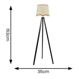 Valuelights Barbro Black Tripod Floor Lamp With Rust Trim Scallop Shade And Bulb - thumbnail 4