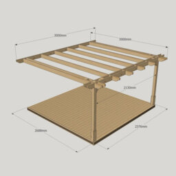 Rutland County Garden Furniture Wall Mounted Double Premium Pergola And Decking Kit - Wood - L300 X W300 X H270 Cm - Rustic Brown - thumbnail 4