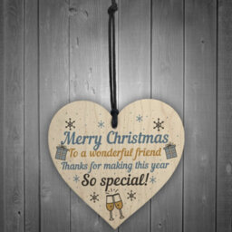 Red Ocean Handmade Christmas Gift For Friend Friendship Thank You Gift Wooden Hanging Heart Bauble Tree Decoration - thumbnail 2