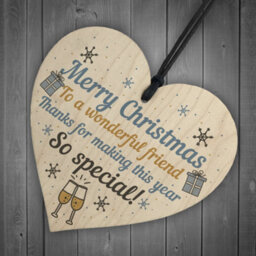 Red Ocean Handmade Christmas Gift For Friend Friendship Thank You Gift Wooden Hanging Heart Bauble Tree Decoration - thumbnail 6