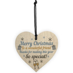 Red Ocean Handmade Christmas Gift For Friend Friendship Thank You Gift Wooden Hanging Heart Bauble Tree Decoration - thumbnail 5