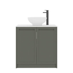 Royal Bathrooms Royal Bathroom Elmore 800mm Matt Green Freestanding Bathroom Vanity Unit 2 Door Plain White Worktop With Breeze Basin - thumbnail 7