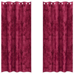 Berkfield Curtain With Curtains 2 Pcs Wine Red 245 X 140 Cm Velvet - thumbnail 2