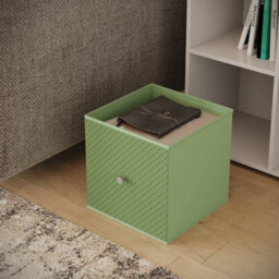 Urbn-Living Black, Pastel Green - Asymmetrical 8 Cube Bookcase Unit W/ 6 Drawer Inserts - thumbnail 4