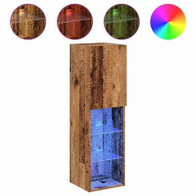 Berkfield Durable Tv Cabinets With Led Lights 2 Pcs Old Wood 30.5X30X102 Cm - image 1