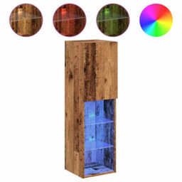 Berkfield Durable Tv Cabinets With Led Lights 2 Pcs Old Wood 30.5X30X102 Cm - thumbnail 1