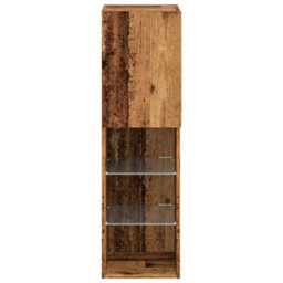 Berkfield Durable Tv Cabinets With Led Lights 2 Pcs Old Wood 30.5X30X102 Cm - thumbnail 8