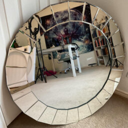 Artloge 80.5Cm Xl Large Round Mirror Modern Venetian All Glass Bevelled Wall Mirror Living Room - thumbnail 3
