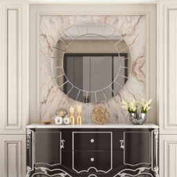 Artloge 80.5Cm Xl Large Round Mirror Modern Venetian All Glass Bevelled Wall Mirror Living Room - thumbnail 7
