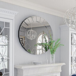 Artloge 80.5Cm Xl Large Round Mirror Modern Venetian All Glass Bevelled Wall Mirror Living Room - thumbnail 5