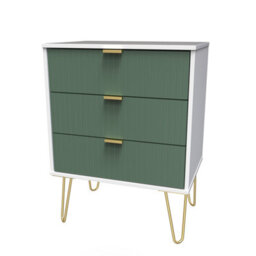 Linear Ready Assembled Matt Green & White No Effect 3 Drawer Wide Chest (H)740mm (W)575mm (D)395mm - thumbnail 1