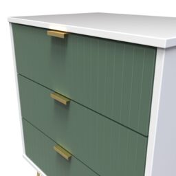 Linear Ready Assembled Matt Green & White No Effect 3 Drawer Wide Chest (H)740mm (W)575mm (D)395mm - thumbnail 4