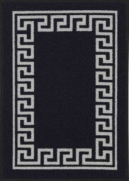 Machine Washable Greek Key Design Anti Slip Doormats Black 80X150 Cm - thumbnail 4