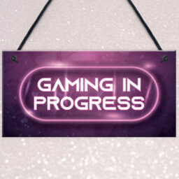 Red Ocean Gaming In Progress Pink Gaming Sign Neon Effect Girls Bedroom Sign Gamer Gift - thumbnail 3