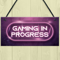 Red Ocean Gaming In Progress Pink Gaming Sign Neon Effect Girls Bedroom Sign Gamer Gift - thumbnail 2
