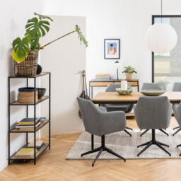 Furniture To Go Seaford Black Metal Low Bookcase With 3 Oak Shelves - thumbnail 4