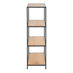 Furniture To Go Seaford Black Metal Low Bookcase With 3 Oak Shelves - thumbnail 3