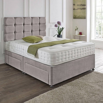 Dining Tables Rio Matching Headboard Divan Set, 2 Drawer On Same Side With Sprung 1500 Comfort Mattress - King - image 1