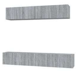 Berkfield 5 Piece Tv Cabinet Set Grey Sonoma Engineered Wood - thumbnail 2