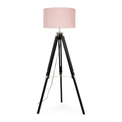 Valuelights Clipper Modern Distressed Wood And Silver Chrome Tripod Floor Lamp Base - image 1
