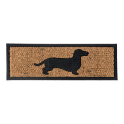 Homescapes Black Dog Silhouette Non-Slip Coir Doormat - thumbnail 1
