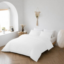 Bedlooms White Cotton Duvet Cover Set, Breathable & Anti-Allergic Bedding Pack, King 230X220Cm - thumbnail 7