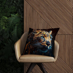 Warren Reed Designer Leapoard Face Splashart On Dark Background Outdoor Cushion 45Cm X 45Cm - thumbnail 2