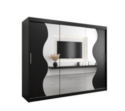 Arte Madrid Contemporary 3 Mirrored Sliding Door Wardrobe 9 Shelves 2 Rails Black Matt (H)2000mm (W)2500mm (D)620mm - thumbnail 1