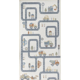 Livabliss Lillian-Kids Beige Grey Orange Blue Washable Rug For Children's Rooms 80 X 150 Cm Easy Care, Non Shedding - thumbnail 1