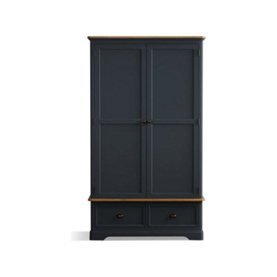 Furniture 48 Ashton Oak And Blue Painted Double Wardrobe